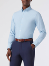 Leeward Long Sleeve Dress Shirt in Light Blue Circle Texture Mizzen and Main