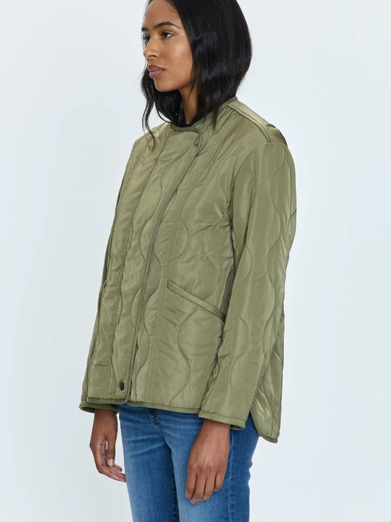 green quilted Pistola Elva Onion Stitch Puffer Jacket in Admiral