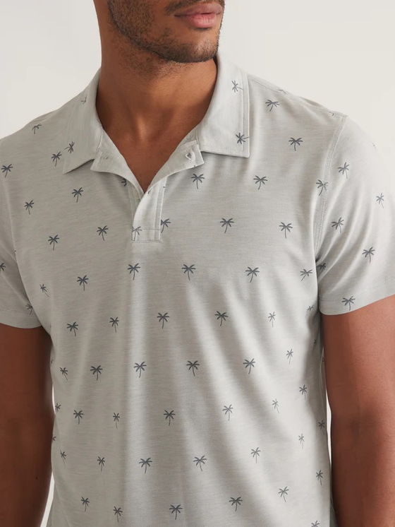 Air Print Polo Marine Layer for Men Polo Shirts in Light Grey Palm Print