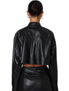Vegan Leather Button Up Austin Shirt in Black Nia