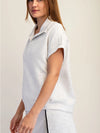 Rae Mode Modal Scuba Quarter Zip Short Sleeve Top Light Heather Grey