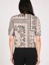 Beulah Style Abstract Paisley Printed Knit Top in Coffee