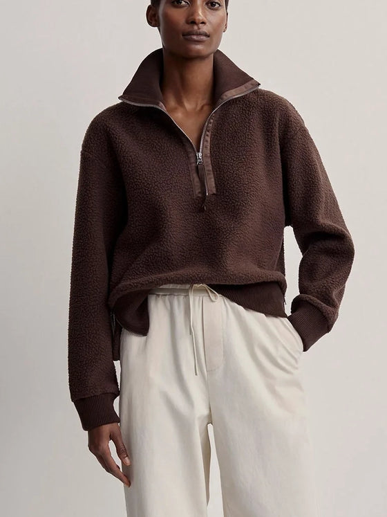 Varley Roselle Half Zip Fleece Pullover in Dark truffle