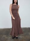 Gathered Bodice Sleeveless Maxi Dress