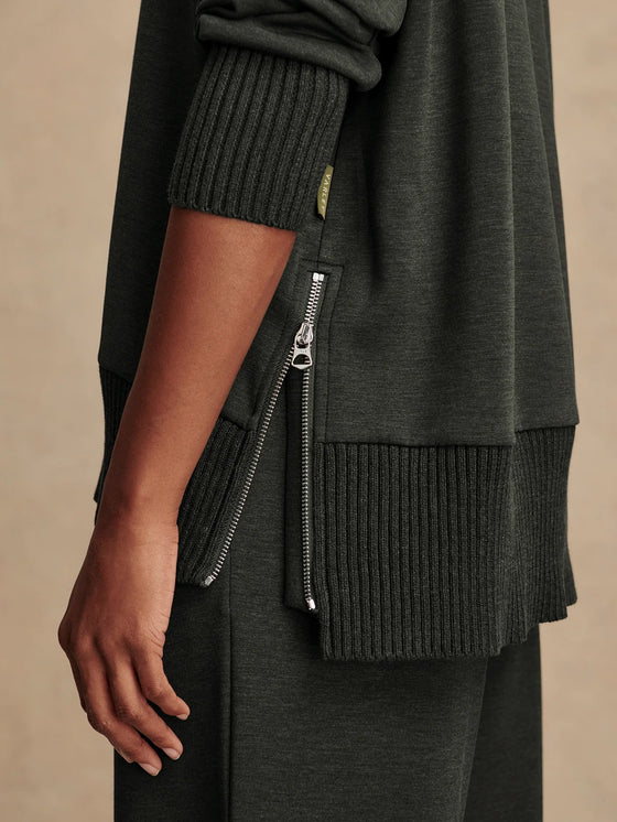 Barker High-Neck Sweat in Olive Marl