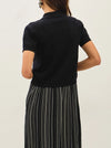 Be Cool Short Sleeve Button Down Cardigan in Black
