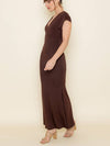 Fore Collection Stretch Knit Mermaid Maxi Dress in Chocolate