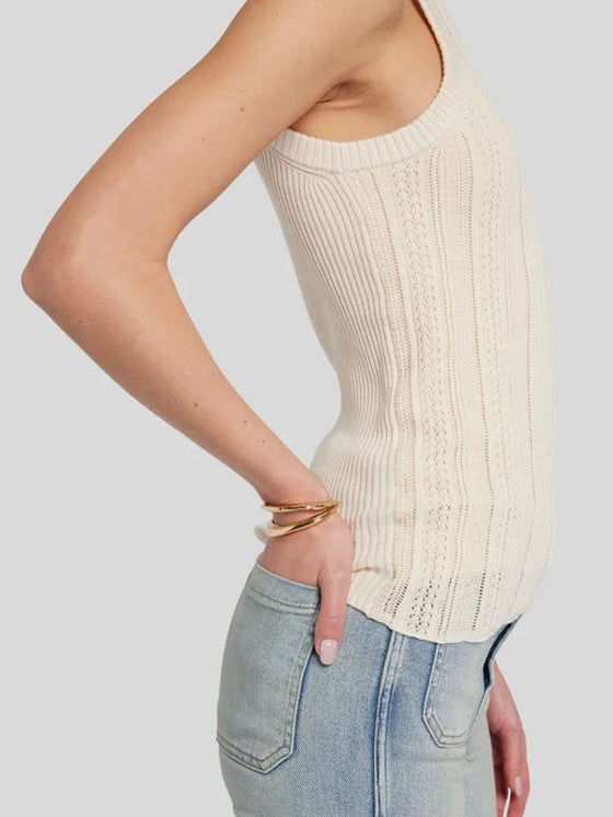 7 For All Mankind Mixed Stitch Sweater Tank in Bone