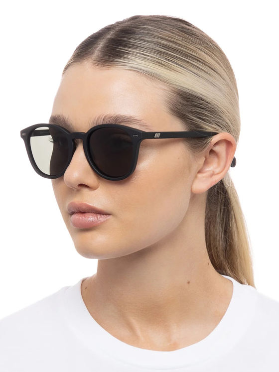 Bandwagon Black Rubber Uni-Sex Sunglasses Le Specs