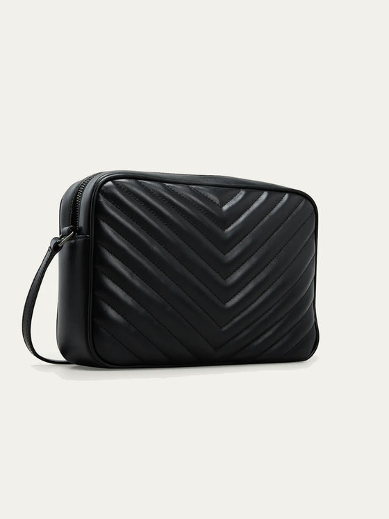 Lou Medium YSL Monogram Calfskin Camera Crossbody Bag - Aged Silver Hardware Saint Laurent