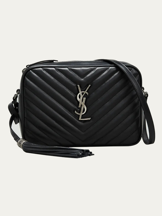 Lou Medium YSL Monogram Calfskin Camera Crossbody Bag - Aged Silver Hardware Saint Laurent