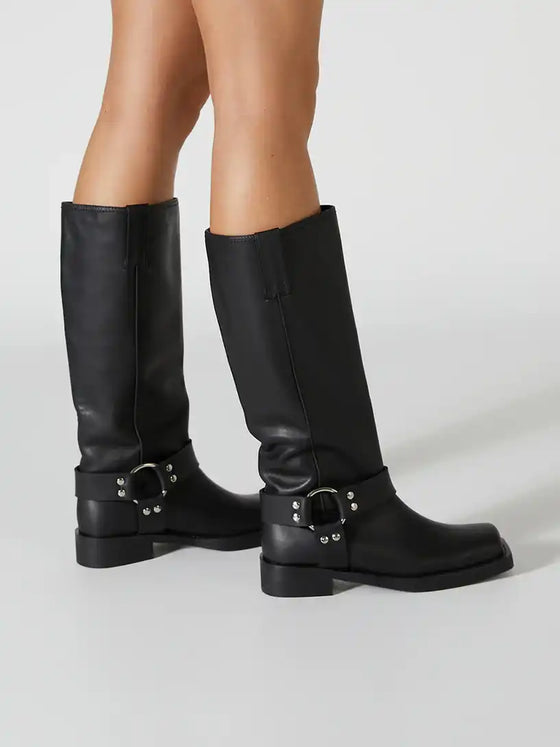 Tony Bianco's Biker Black Wax Boot