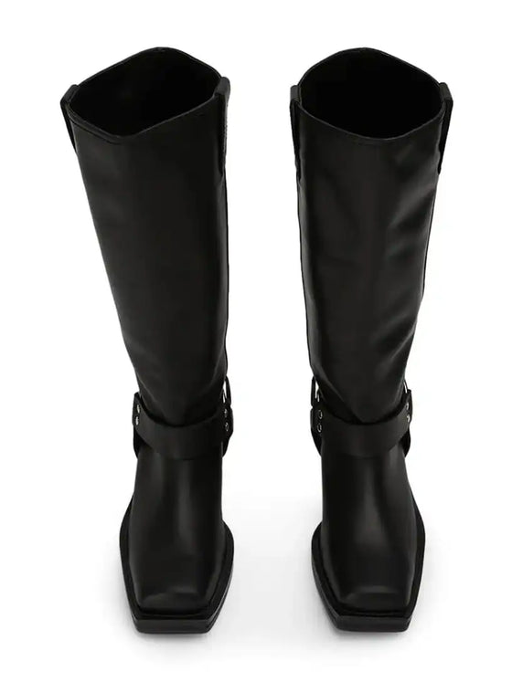 Tony Bianco's Biker Black Wax Boot