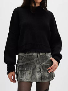  Free People Easy Street Crop Pullover in Black