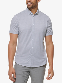  Mizzen & Main Men's Halyard Short Sleeve Shirt in Blue Geo Twill Print