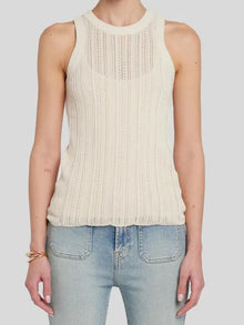  7 For All Mankind Mixed Stitch Sweater Tank in Bone