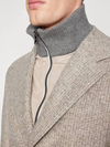 Slim Fit Coat in Wool Blend with Zip Up Inner in Open White 