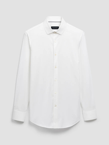  Bugatchi Long Sleeve White Button Down Men's Dress Shirt