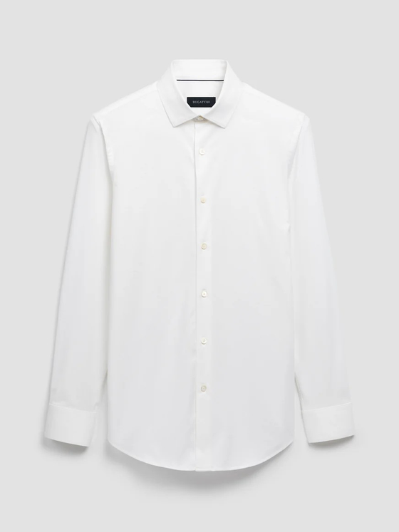 Bugatchi Long Sleeve White Button Down Men's Dress Shirt