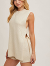 Bluivy's Sleeveless Side Slit & Short Knit Sweater Set