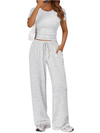 Suhkasana's Casual Two Piece Set Crop Tee and Wide Leg Pants Set 