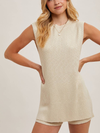 Bluivy's Sleeveless Side Slit & Short Knit Sweater Set