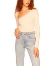 Susana Monaco Diagonal Neck Long Sleeve Top in Blanched Almond