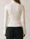 Et Clet Turtle Neck Rib Knitted Top in Ivory