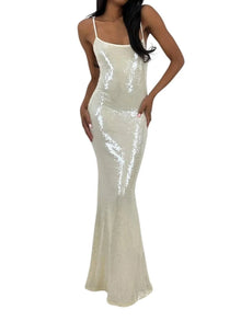  Et Clet Cream Sequin Gown