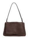 Melie Bianco Natalia Espresso Recycled Vegan Shoulder Bag brown woven