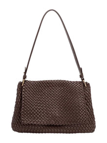  Melie Bianco Natalia Espresso Recycled Vegan Shoulder Bag brown woven