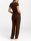 Suhkasana's Casual Two Piece Set Crop Tee and Wide Leg Pants Set 