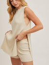 Bluivy's Sleeveless Side Slit & Short Knit Sweater Set