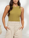 The Workshop Sleeveless Round Neck Sweater Knit Top in olive