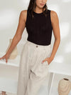 The Workshop Sleeveless Round Neck Sweater Knit Top in black