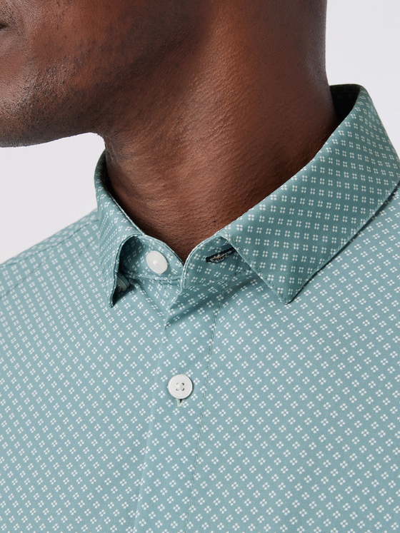 Mizzen+Main Leeward Short Sleeve Shirt in Pale Blue Clover