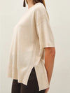 Be Cool Wool Blend Short Sleeve Sweater Top in Oatmeal