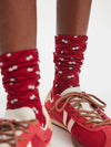Free People Floral Jacquard Trouser Sock in Red