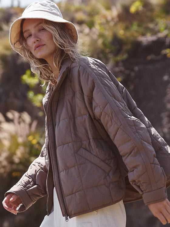 Free People Pippa Packable Puffer Jacket in Fossil