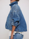 Free People We the Free Opal Swing Denim Jacket in Cowboy Romance