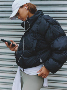  Free People In A Bubble Puffer Jacket in Black