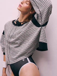  Free People My Time Layer Textured Black White Combo