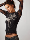 Free People Birds in Flight Tee in Black