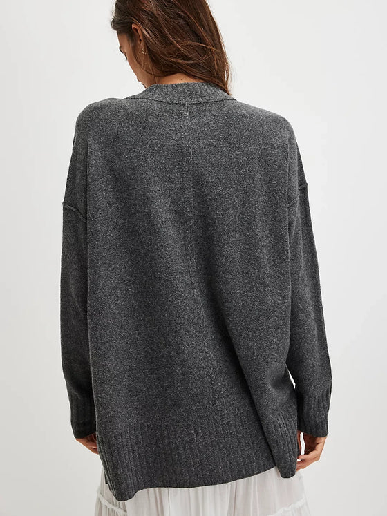 Free People Phoebe Pullover in Dark Grey Heather gray