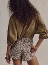 Free People We The Free Now Or Never Printed Denim Shorts Brown Sugar Combo