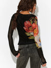 Free People Lilly Printed Longsleeve in Black Combo