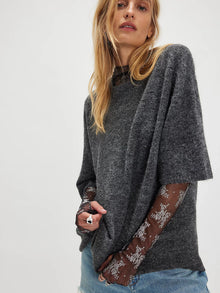  Free People Margot Sweater Tee in Charcoal Heather