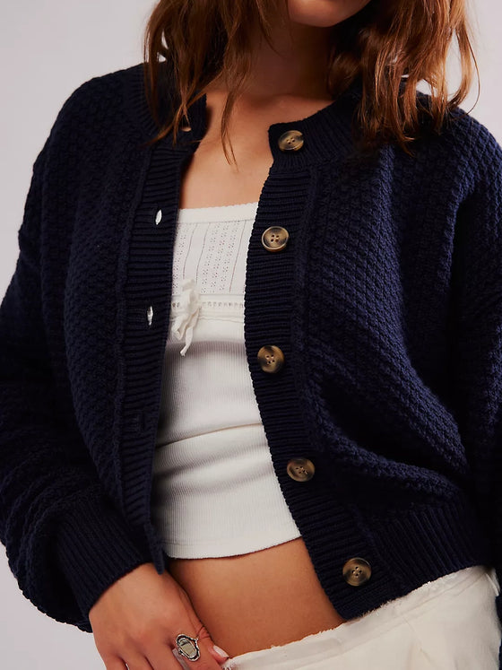 Free People Lila Cardi in Sky Captain button cardigan