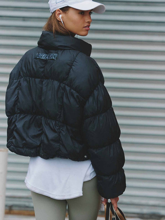 Free People In A Bubble Puffer Jacket in Black
