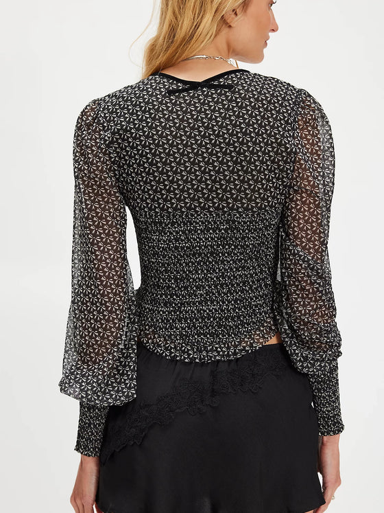Free People Dottie Knit Top in Black Combo